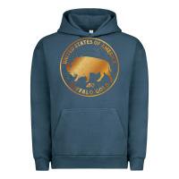 Pigment Midnight Navy Buffalo Gold Native American - Bison Urban Hoodie - artisFamous