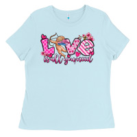 Baby Blue love is all you need Ladies Tee - OliviaCreatesArt