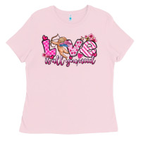 Bubblegum Pink love is all you need Ladies Tee - OliviaCreatesArt