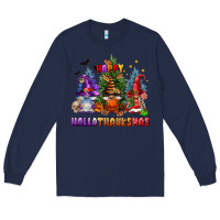 Navy happy hallothanksmas Long Sleeve Tee - FaDigitalArtStudio