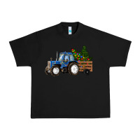 Black Blue Christmas Tractor Urban Heavy Tee - RanaPortraitStore
