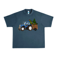 Midnight Navy Blue Christmas Tractor Urban Heavy Tee - RanaPortraitStore