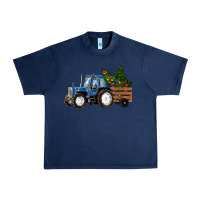 Navy Blue Christmas Tractor Urban Heavy Tee - RanaPortraitStore