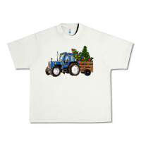 Pistachio Blue Christmas Tractor Urban Heavy Tee - RanaPortraitStore