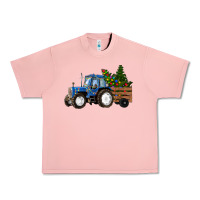 Salmon Blue Christmas Tractor Urban Heavy Tee - RanaPortraitStore