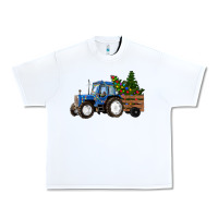 White Blue Christmas Tractor Urban Heavy Tee - RanaPortraitStore