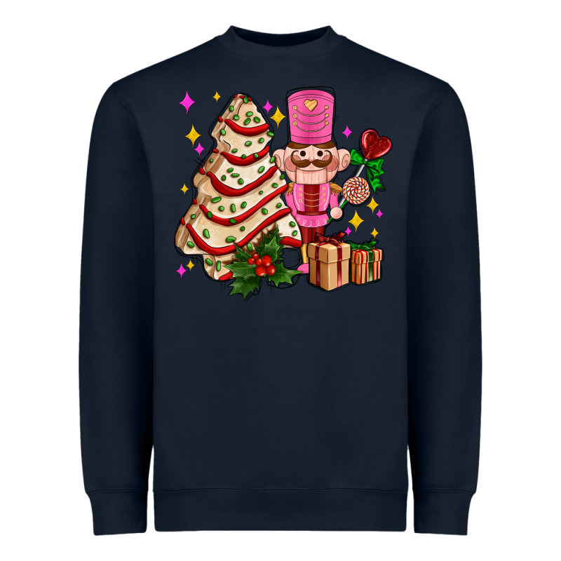 Christmas Tree Cake And Nutcracker With Gifts Ado Heavyweight Sweatshirt by AdoDesignShop | Teevron