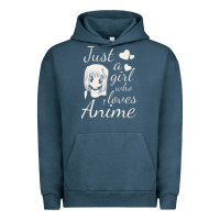 Pigment Midnight Navy just a girl who loves anime Urban Hoodie - DesigneFamous
