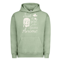 Pigment Oil Green just a girl who loves anime Urban Hoodie - DesigneFamous