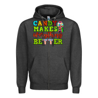 Charcoal Heather candy makes everything better Zipper Hoodie - AdoDesignShop
