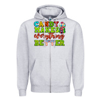 Heather Grey candy makes everything better Zipper Hoodie - AdoDesignShop