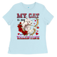 Baby Blue my cat is my valentine Ladies Tee - OliviaCreatesArt