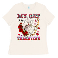 Bone my cat is my valentine Ladies Tee - OliviaCreatesArt