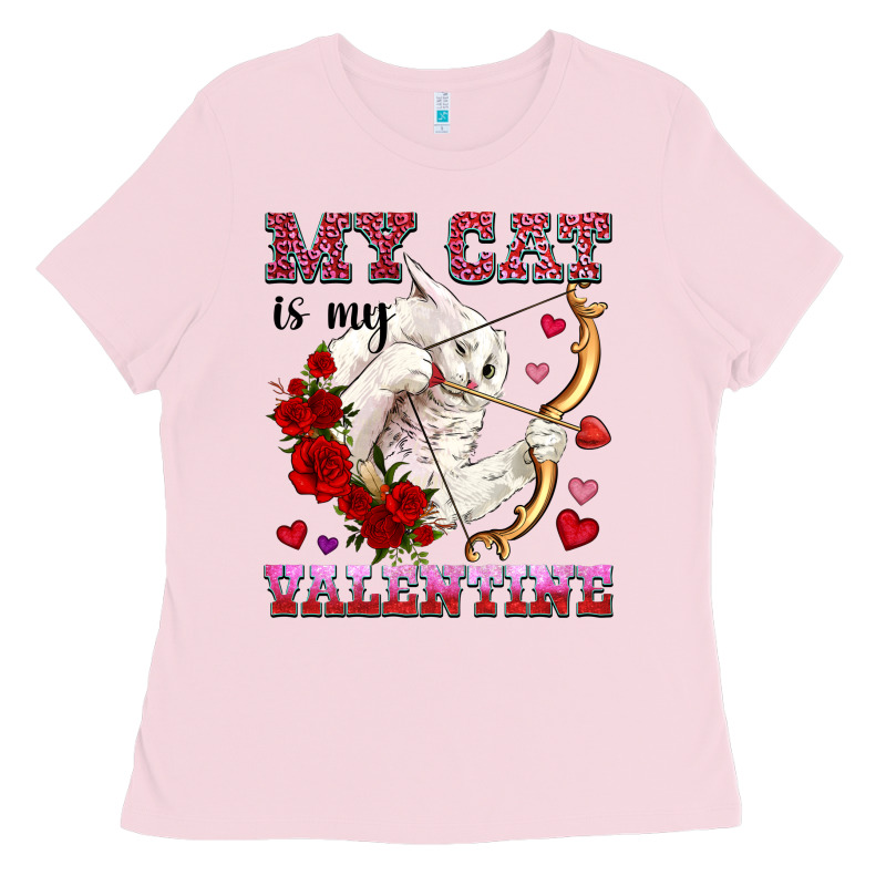 My Cat Is My Valentine Ladies Tee by OliviaCreatesArt | Teevron