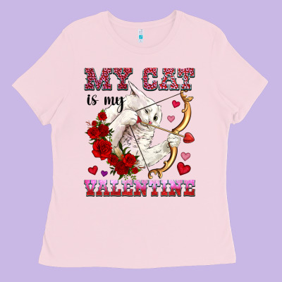 My Cat Is My Valentine Ladies Tee Designed By Oliviacreatesart