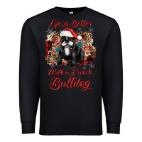 Black christmas life is better with a french bulldog Premium Sweatshirt - JahusDesignShop