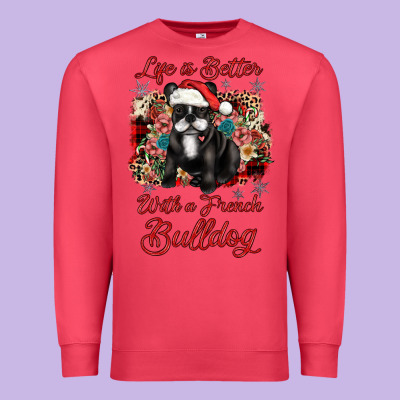 Christmas Life Is Better With A French Bulldog Premium Sweatshirt Designed By Jahusdesignshop