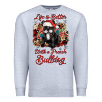 Heather Grey christmas life is better with a french bulldog Premium Sweatshirt - JahusDesignShop