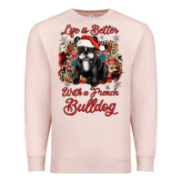 Pale Pink christmas life is better with a french bulldog Premium Sweatshirt - JahusDesignShop