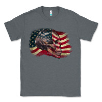 Charcoal Heather skull with american flag 4th of july Classic Tee - CowGirlArtShop