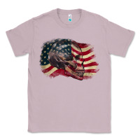 Lilac skull with american flag 4th of july Classic Tee - CowGirlArtShop