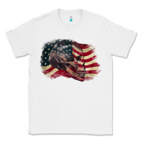 White skull with american flag 4th of july Classic Tee - CowGirlArtShop