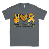 Charcoal Heather peace love cure childhood cancer Classic Tee - Jasminsmagicworld