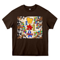 Chocolate Brown love puzzle ribbon Heavy Core Tee - TumblerDesignByShophia