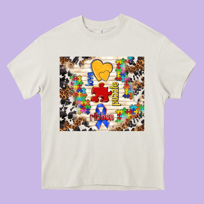 Love Puzzle Ribbon Heavy Core Tee Designed By Tumblerdesignbyshophia