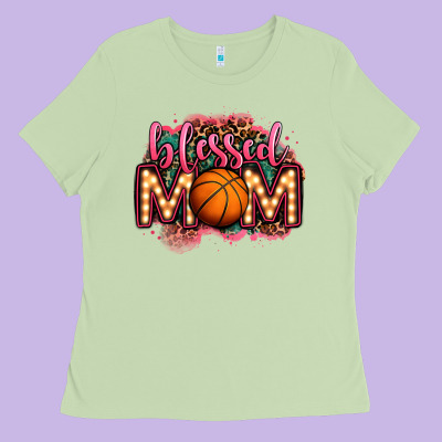 Blessed Basketball Mom Lightbulb Letters Ladies Tee Designed By Oliviacreatesart