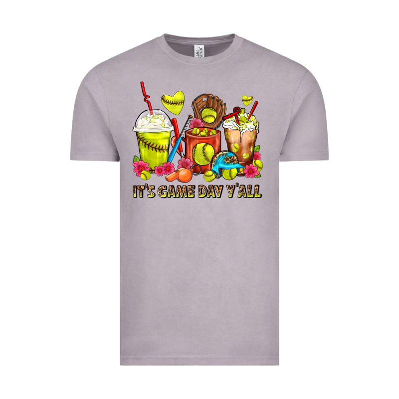 It's Game Day Y'all Softball Coffee Cups Vintage Tee by FaDigitalArtStudio | Teevron
