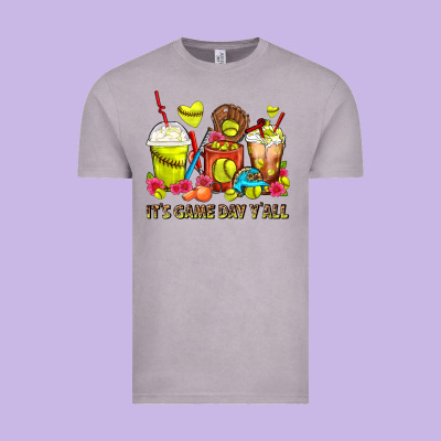 It's Game Day Y'all Softball Coffee Cups Vintage Tee Designed By Fadigitalartstudio