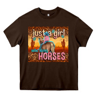Chocolate Brown just a girl who loves horses Heavy Core Tee - TumblerDesignByShophia