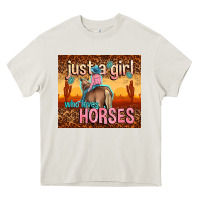 Cream just a girl who loves horses Heavy Core Tee - TumblerDesignByShophia