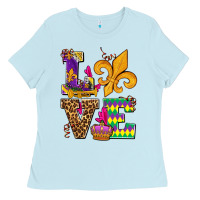 Baby Blue mardi gras love olivia Ladies Tee - OliviaCreatesArt