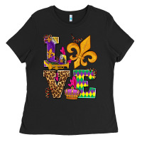 Black mardi gras love olivia Ladies Tee - OliviaCreatesArt