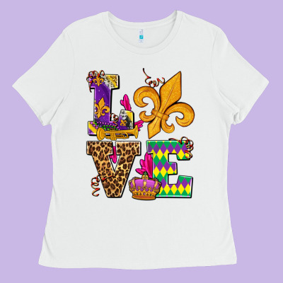 Mardi Gras Love Olivia Ladies Tee Designed By Oliviacreatesart
