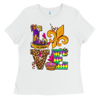 White mardi gras love olivia Ladies Tee - OliviaCreatesArt