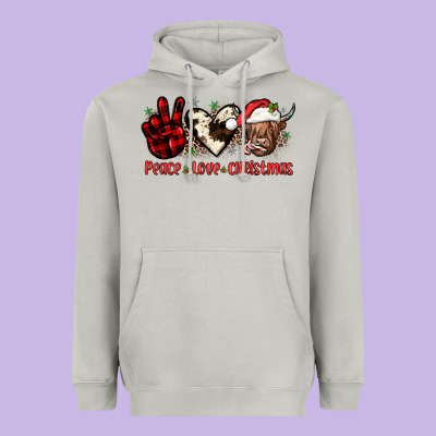 Peace Love Christmas Heavyweight Hoodie Designed By Jahusdesignshop