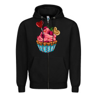 Black valentines day cupcake Zipper Hoodie - AdoDesignShop