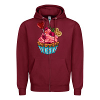 Burgundy valentines day cupcake Zipper Hoodie - AdoDesignShop
