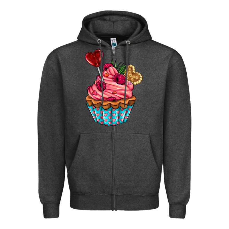 Valentines Day Cupcake Zipper Hoodie by AdoDesignShop | Teevron