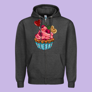 Valentines Day Cupcake Zipper Hoodie Designed By Adodesignshop
