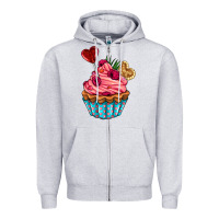 Heather Grey valentines day cupcake Zipper Hoodie - AdoDesignShop