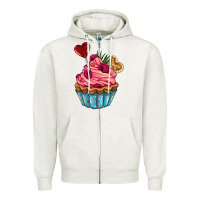 Oatmeal Heather valentines day cupcake Zipper Hoodie - AdoDesignShop