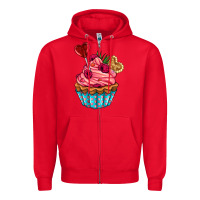 Red valentines day cupcake Zipper Hoodie - AdoDesignShop
