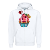 White valentines day cupcake Zipper Hoodie - AdoDesignShop