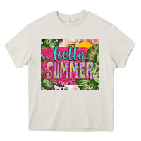 Cream hello summer with cowhide Heavy Core Tee - TumblerDesignByShophia