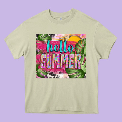 Hello Summer With Cowhide Heavy Core Tee Designed By Tumblerdesignbyshophia