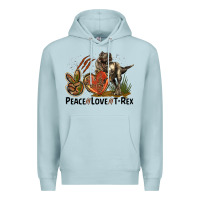 Blue Mist Peace Love T Rex Premium Hoodie - LillyAllenDesigns